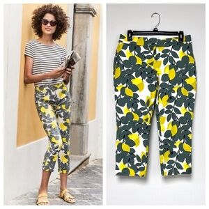 Boden Tropical Lemon Tree Capri Crop Pants